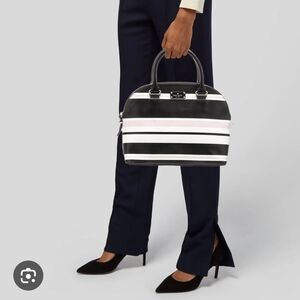 Kate Spade Black and White Striped Satchel